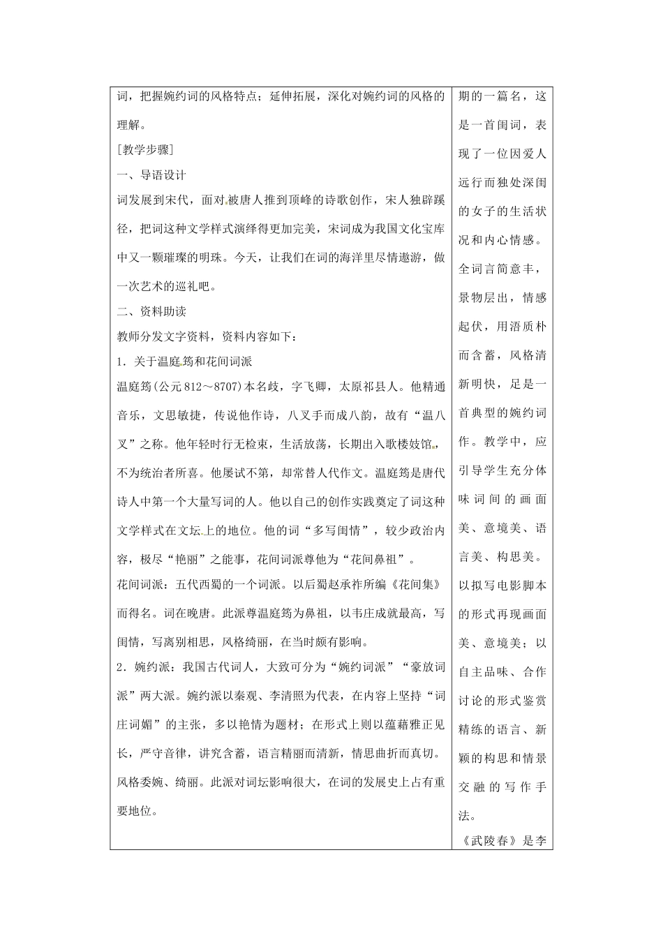河南省洛阳市下峪镇初级中学九年级语文上册 词五首教案1 新人教版_第2页