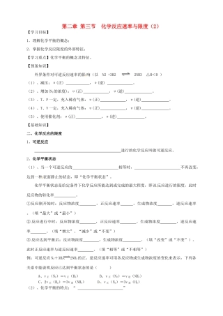 高中化学 2.3.2化学反应速率与限度（2）导学案 新人教版必修2