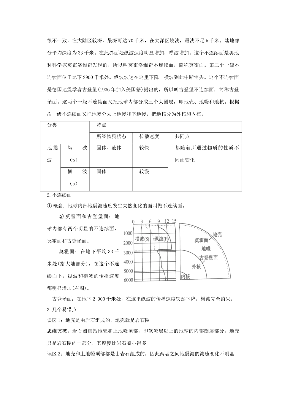 高中地理 1.4 地球的结构学案 湘教版必修1-湘教版高一必修1地理学案_第3页