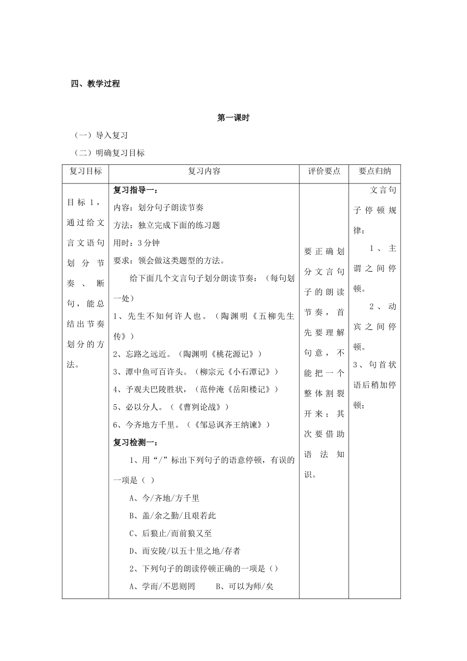 （河南专用）中考语文二轮复习 文言文复习精品教案 新人教版-新人教版初中九年级全册语文教案_第2页