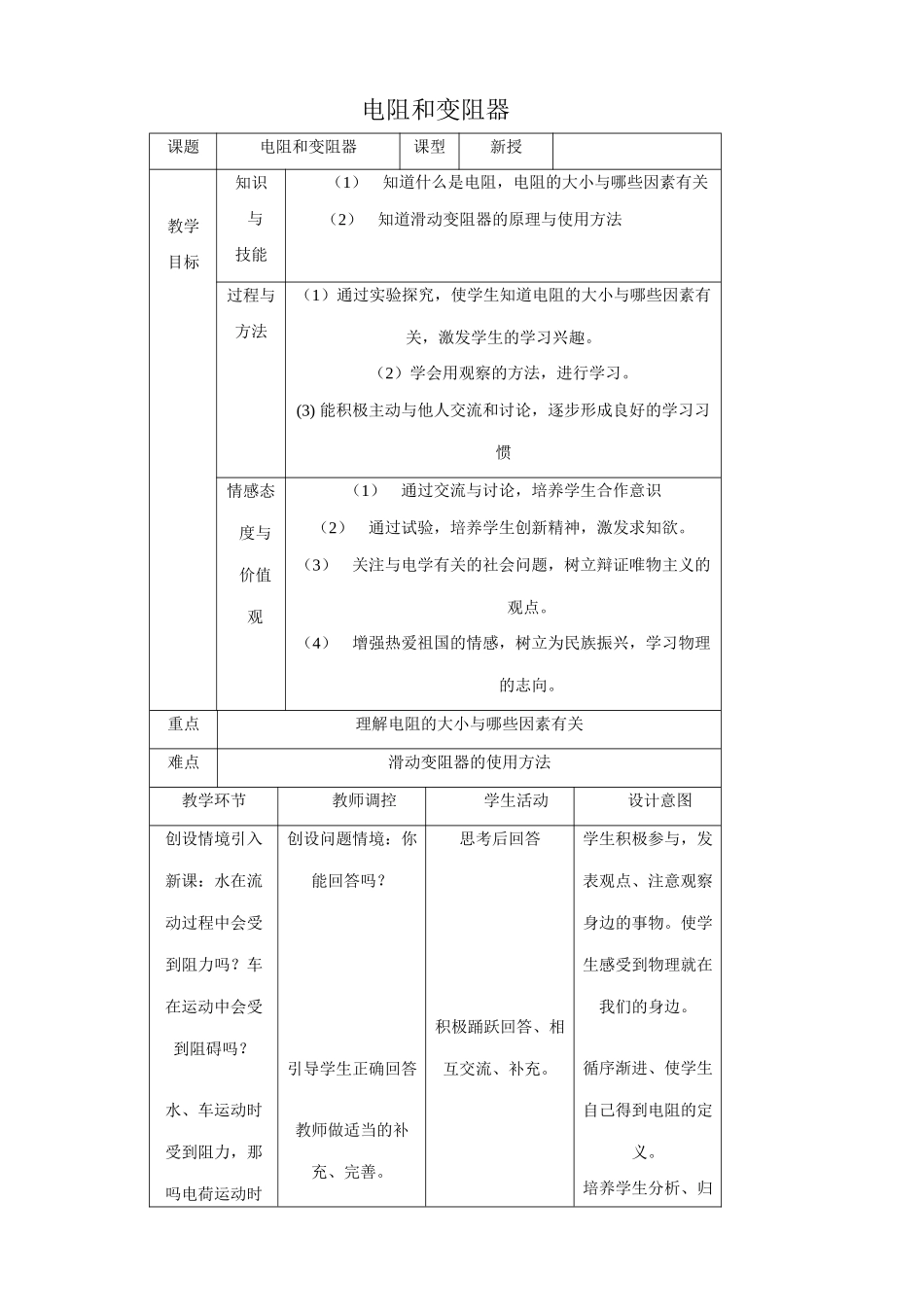 沪科版九年级物理电阻和变阻器_第1页