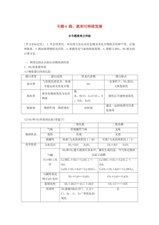 高中化学 专题4 硫、氮和可持续发展本专题重难点突破学案 苏教版必修1-苏教版高一必修1化学学案