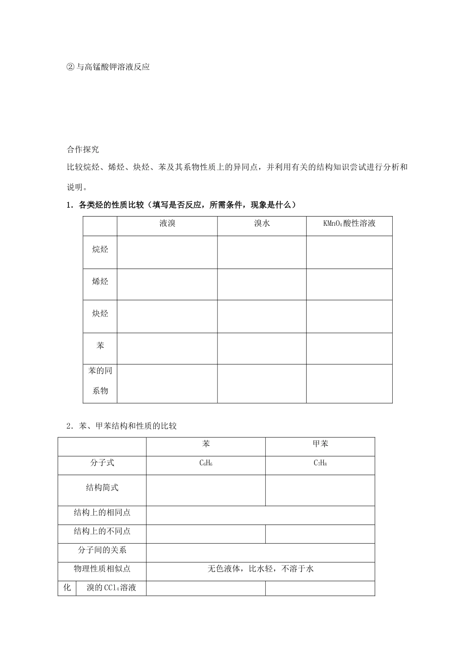 高中化学 1.3 烃 第三课时 苯及其同系物的化学性质导学案 鲁科版选修5-鲁科版高中选修5化学学案_第2页