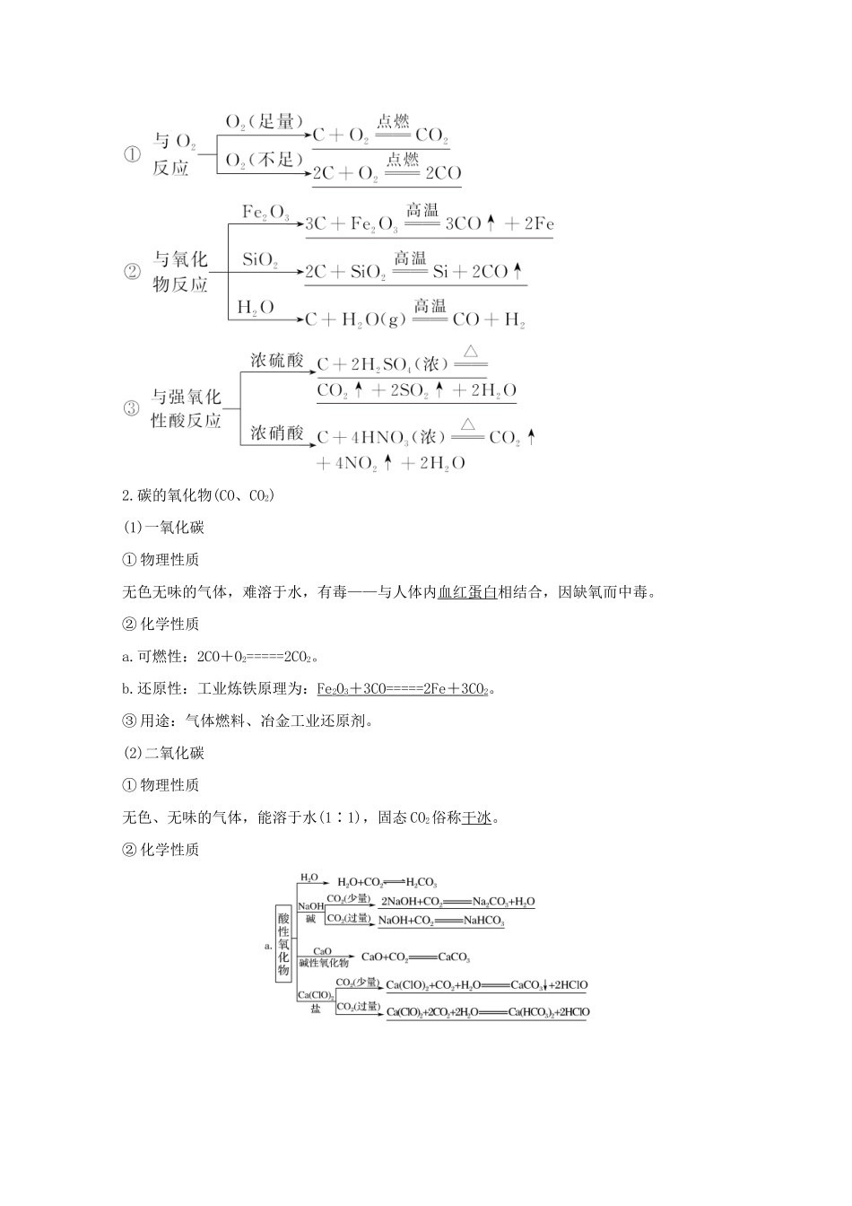 高考化学一轮复习 第3章 自然界及材料家族中的元素 第1讲 碳的多样性学案 鲁科版-鲁科版高三全册化学学案_第2页