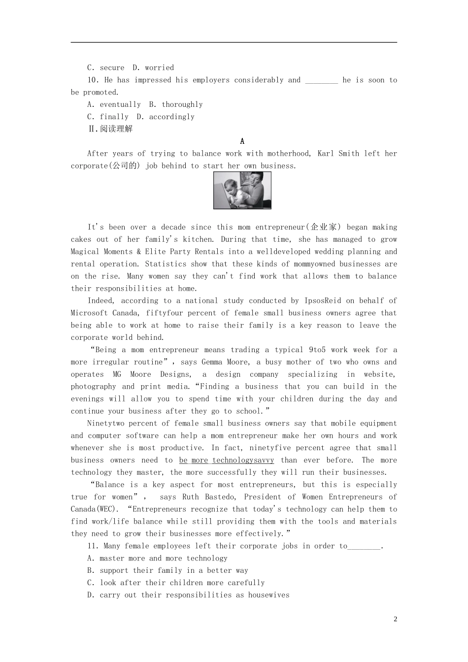 【湖北专用】2014届高考英语一轮复习课时作业-Unit-4-Wildlife-protection-新人教版必修2_第2页