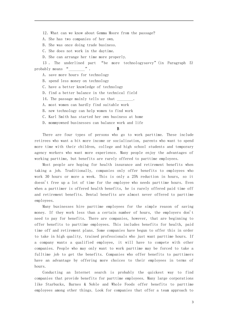 【湖北专用】2014届高考英语一轮复习课时作业-Unit-4-Wildlife-protection-新人教版必修2_第3页