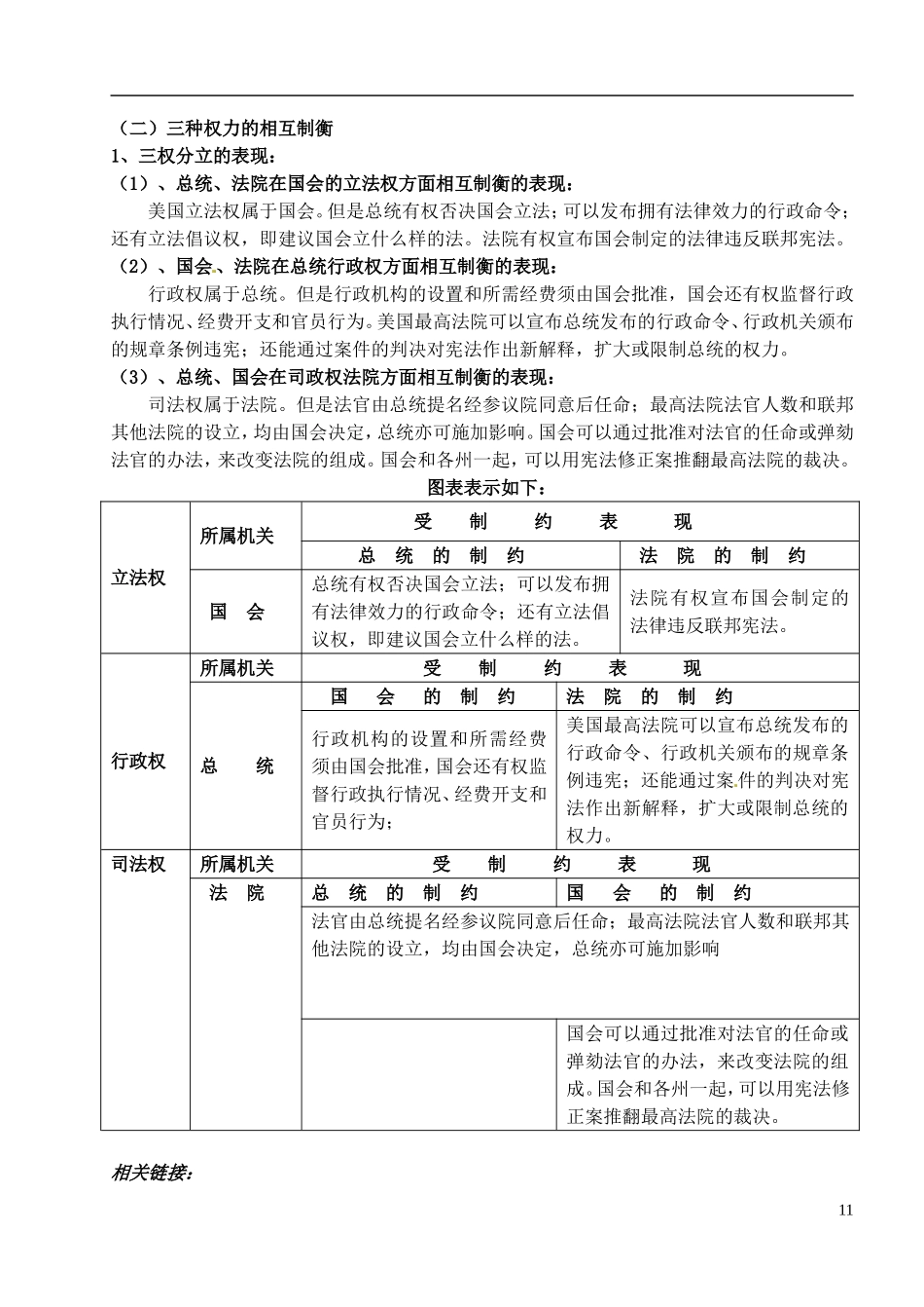 湖南省蓝山二中高中政治 3-3美国的三权分立教案 新人教版选修3_第3页
