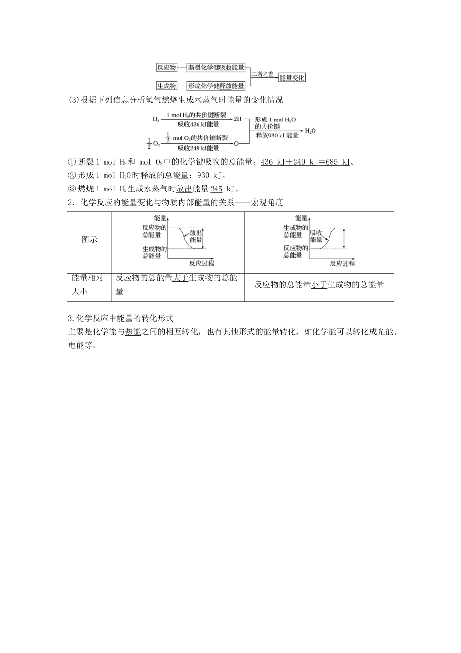 高中化学 第2章 化学键 化学反应与能量 第1节 化学键与化学反应 第3课时 化学键与化学反应中的能量变化学案 鲁科版必修2-鲁科版高一必修2化学学案_第3页