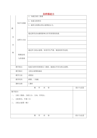 福建省厦门市集美区灌口中学八年级物理全册 第六章 熟悉而陌生的力 第二节《怎样描述力》教案 （新版）沪科版