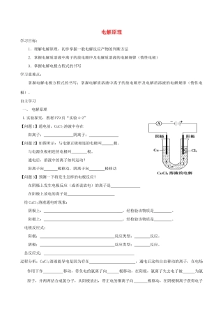 高中化学 第四章 电化学基础 4.3 电解池（第1课时）电解原理导学案 新人教版选修4-新人教版高二选修4化学学案