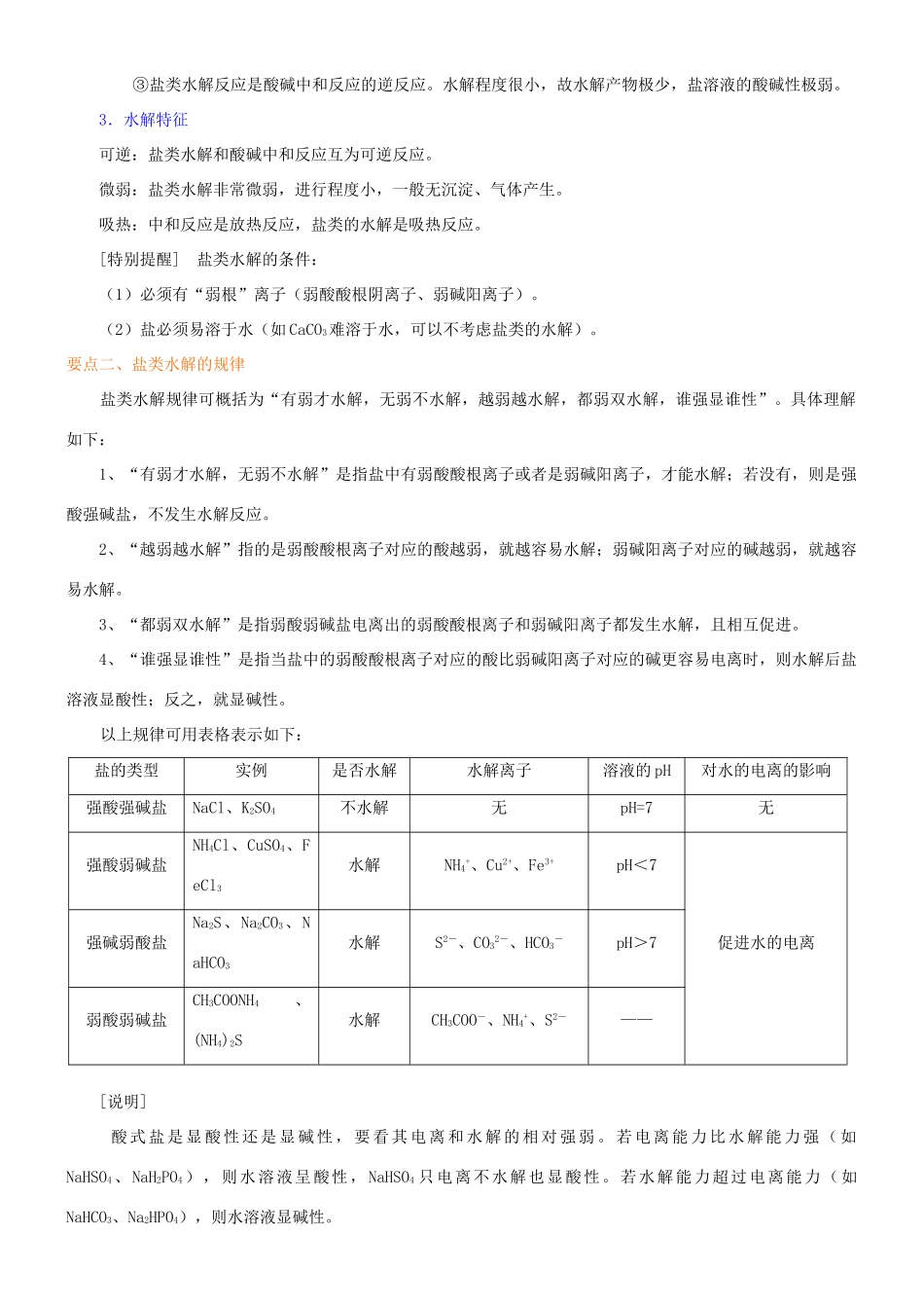 高中化学 探究盐溶液的酸碱性（基础）知识讲解学案 新人教版选修4-新人教版高二选修4化学学案_第2页