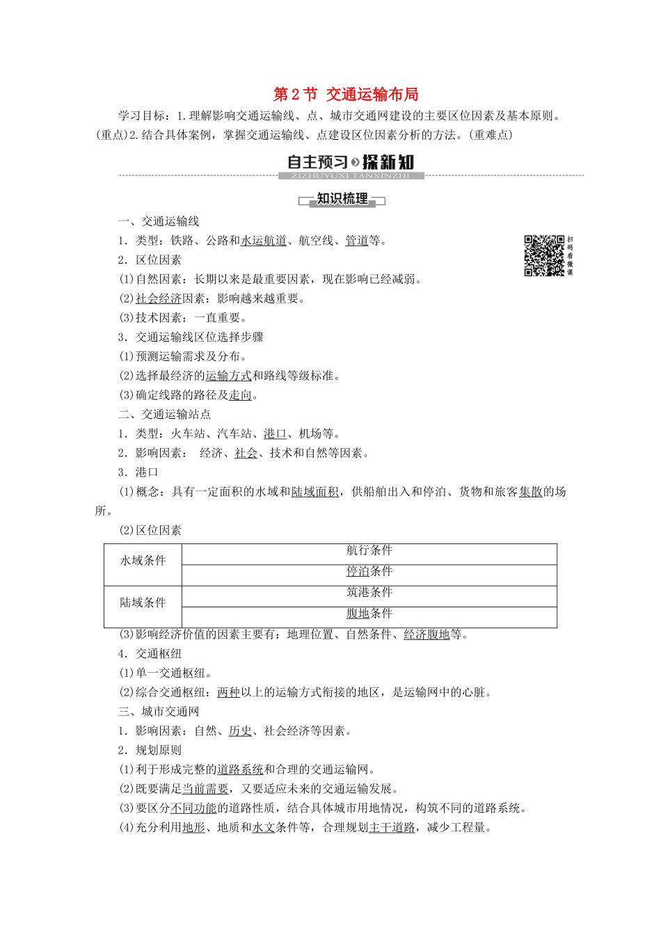 高中地理 第4单元 人类活动的地域联系 第2节 交通运输布局学案 鲁教版必修2-鲁教版高一必修2地理学案_第1页