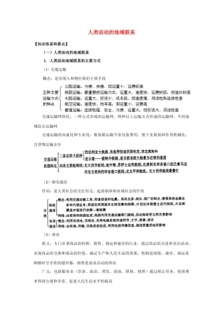 高三地理 人类活动的地域联系教学案 新人教版
