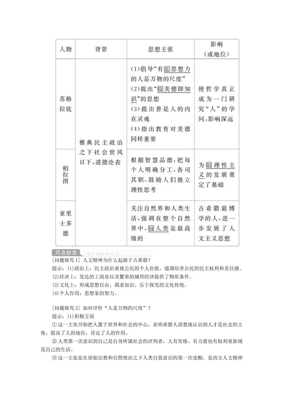 高考历史一轮复习 第十二单元 西方人文精神的起源及其发展 第43讲 西方人文精神的起源创新学案与作业（含解析）新人教版-新人教版高三全册历史学案_第3页