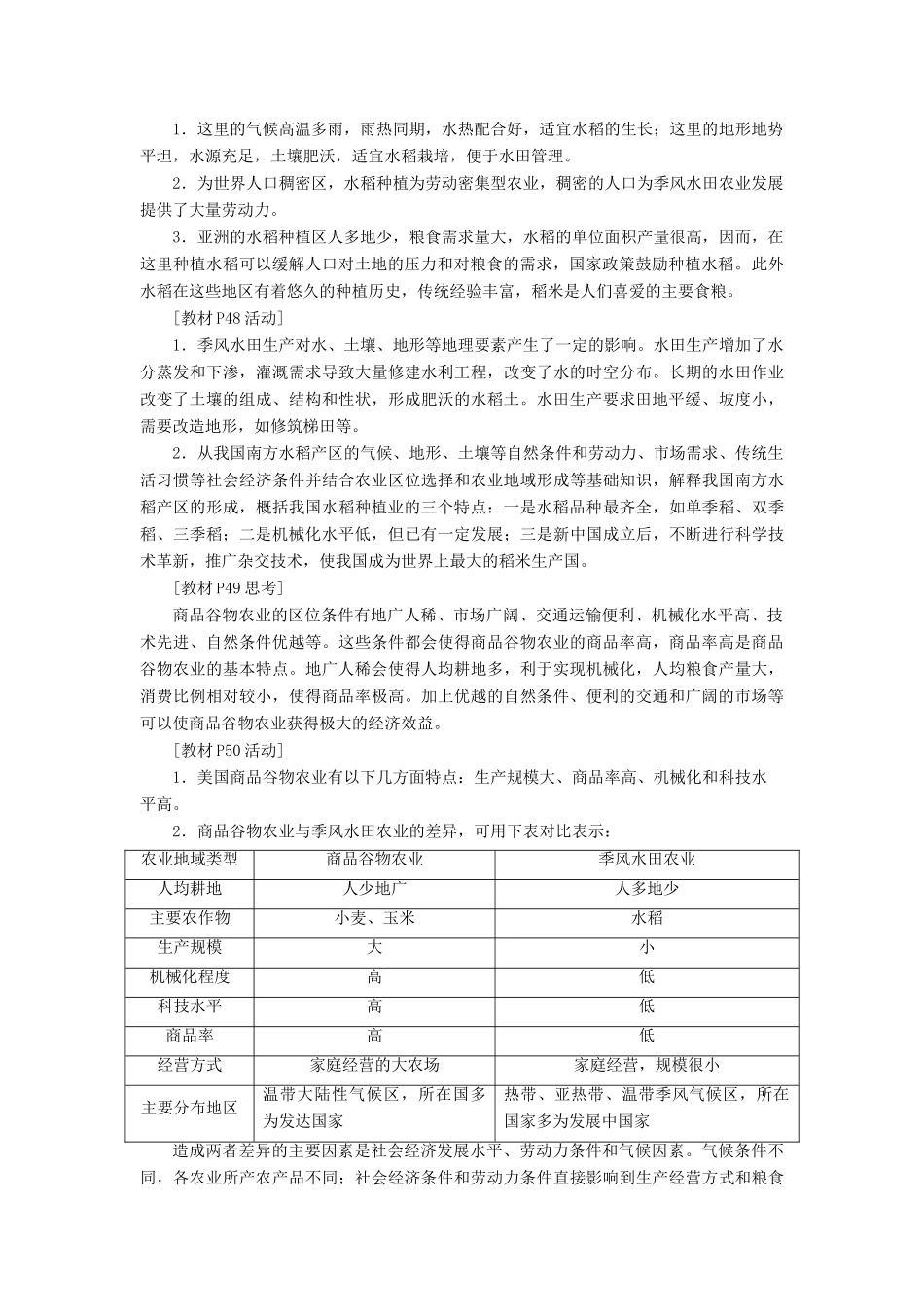 高中地理 第三章 农业地域的形成与发展 第二节 以种植业为主的农业地域类型学案（含解析）新人教版必修2-新人教版高一必修2地理学案_第2页