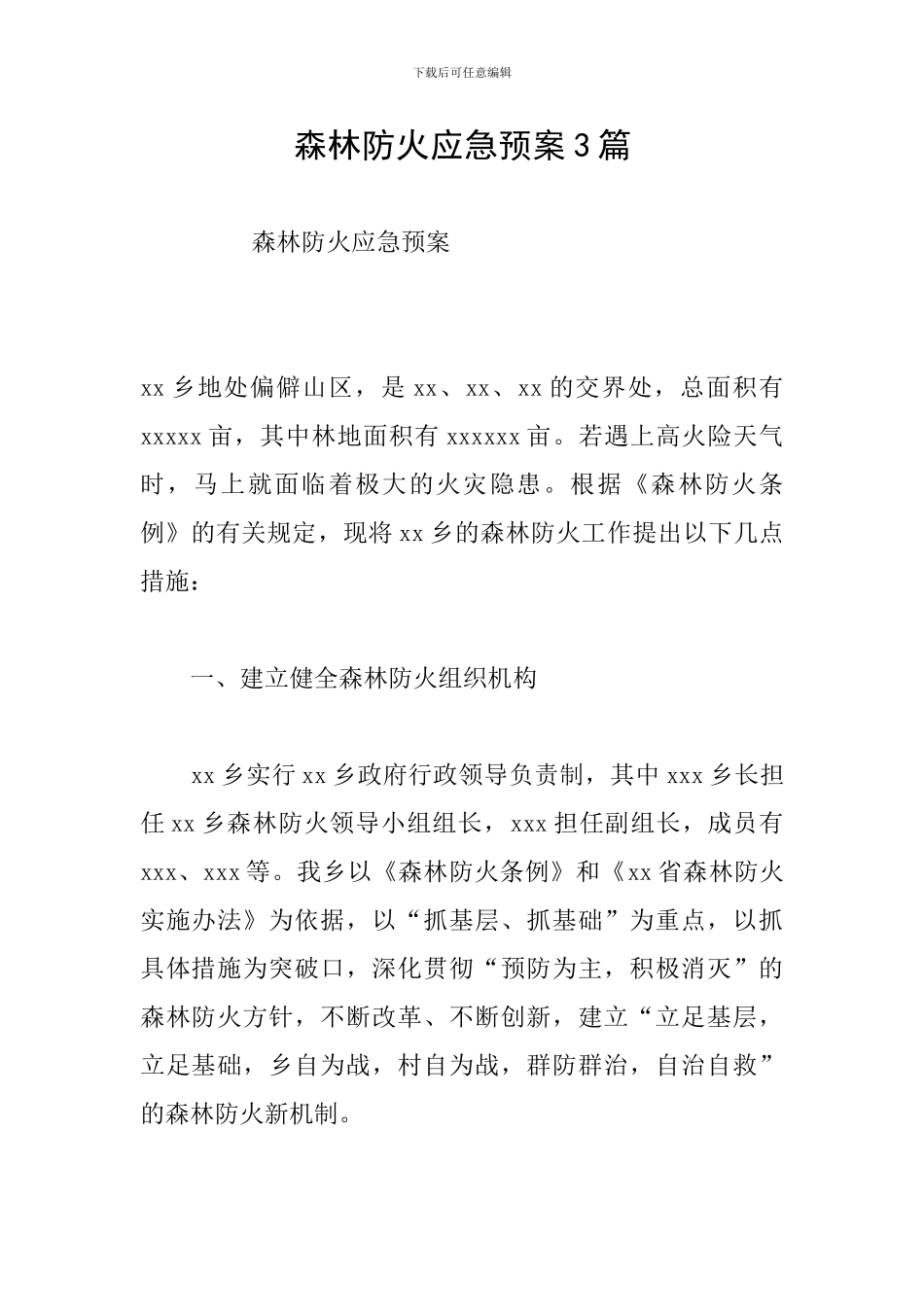 森林防火应急预案3篇_第1页