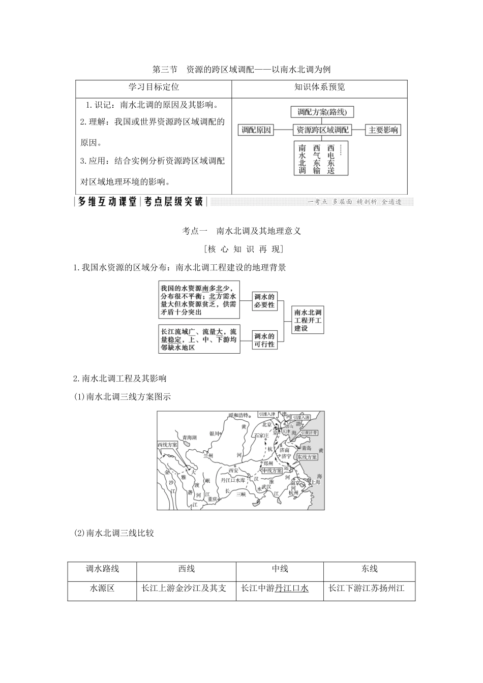 高考地理总复习 第12单元 第三节 资源的跨区域调配——以南水北调为例学案 鲁教版-鲁教版高三全册地理学案_第1页