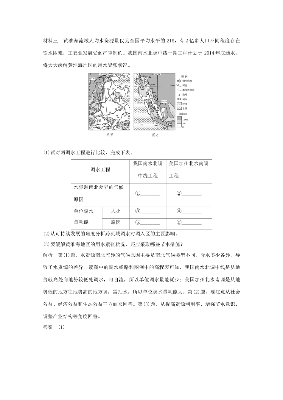 高考地理总复习 第12单元 第三节 资源的跨区域调配——以南水北调为例学案 鲁教版-鲁教版高三全册地理学案_第3页