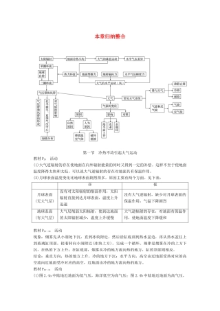 高中地理 第二章 地球上的大气本章归纳整合学案 新人教版必修1-新人教版高一必修1地理学案
