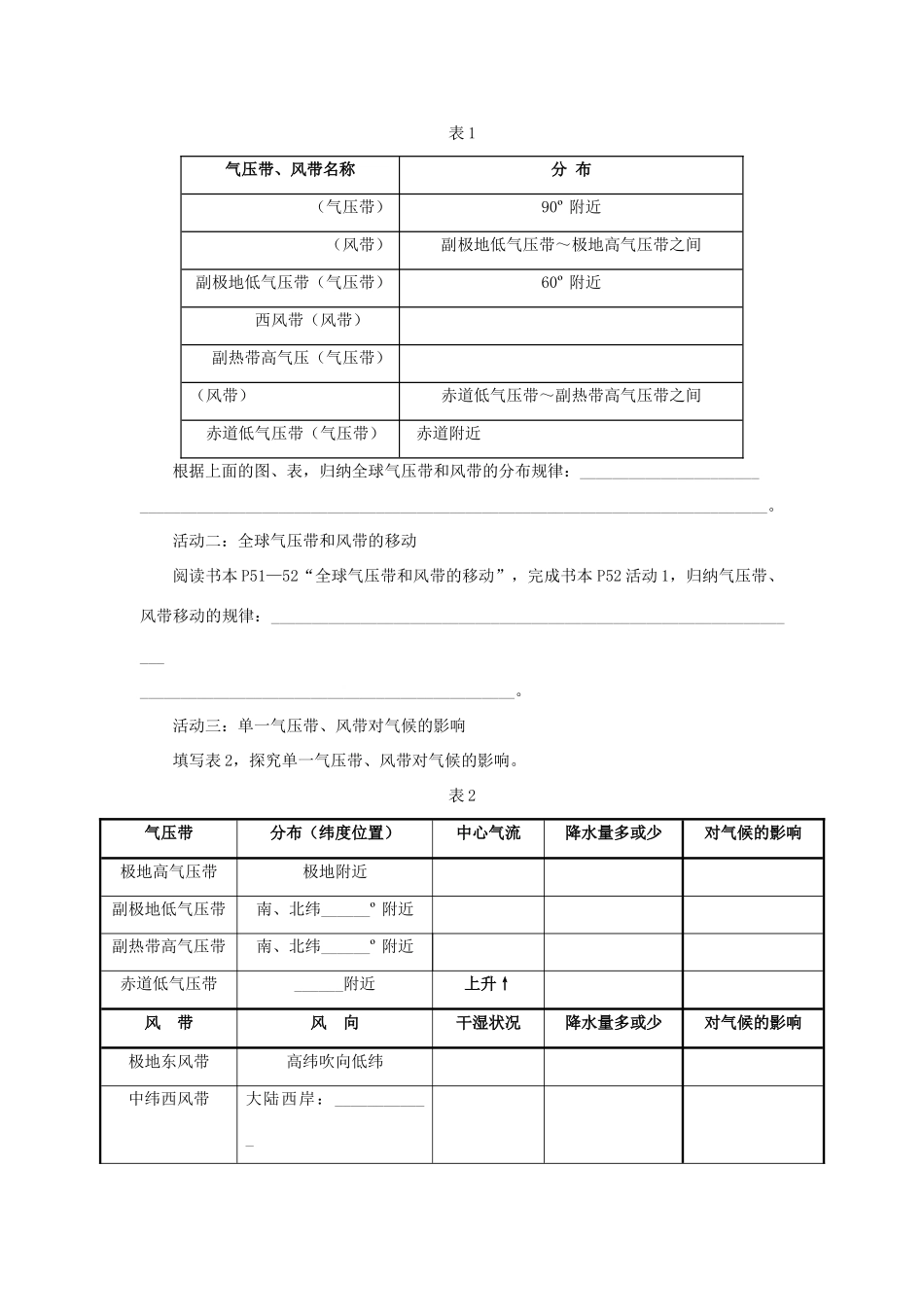 高中地理 第二章 自然环境中的物质运动和能量交换 2.3 大气环境（二）导学案（无答案）湘教版必修1-湘教版高一必修1地理学案_第2页