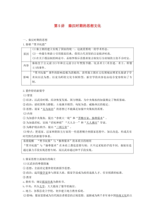 高考历史一轮复习 第二单元 中华文明的形成和发展—秦汉 第5讲 秦汉时期的思想文化学案 新人教版-新人教版高三全册历史学案