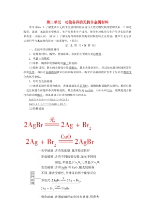 高中化学 专题3 丰富多彩的生活材料 第2单元 功能各异的无机非金属材料学案 苏教版选修1-苏教版高二选修1化学学案