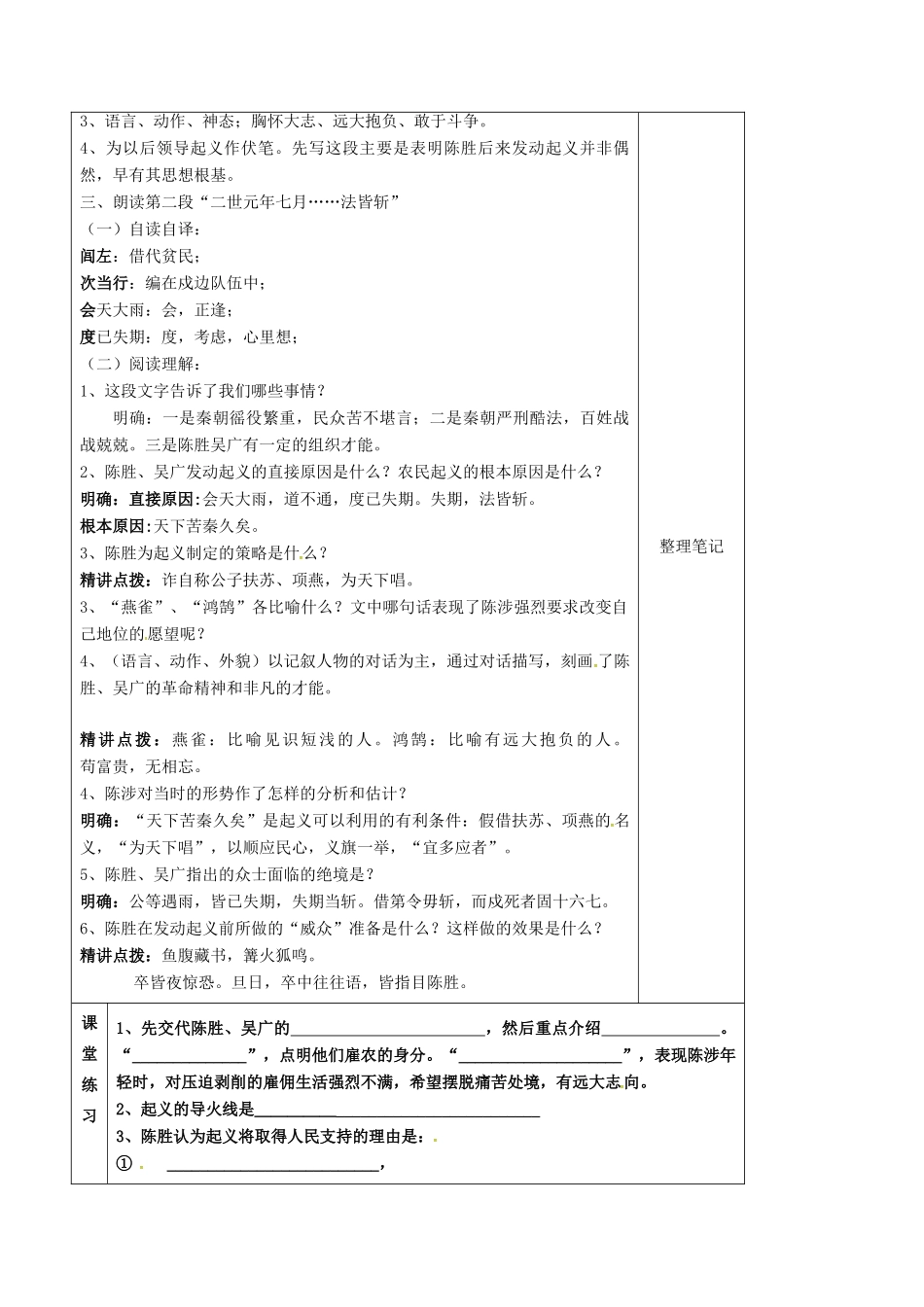 九年级语文上册 第16课《陈涉世家》教案（2） 苏教版-苏教版初中九年级上册语文教案_第2页