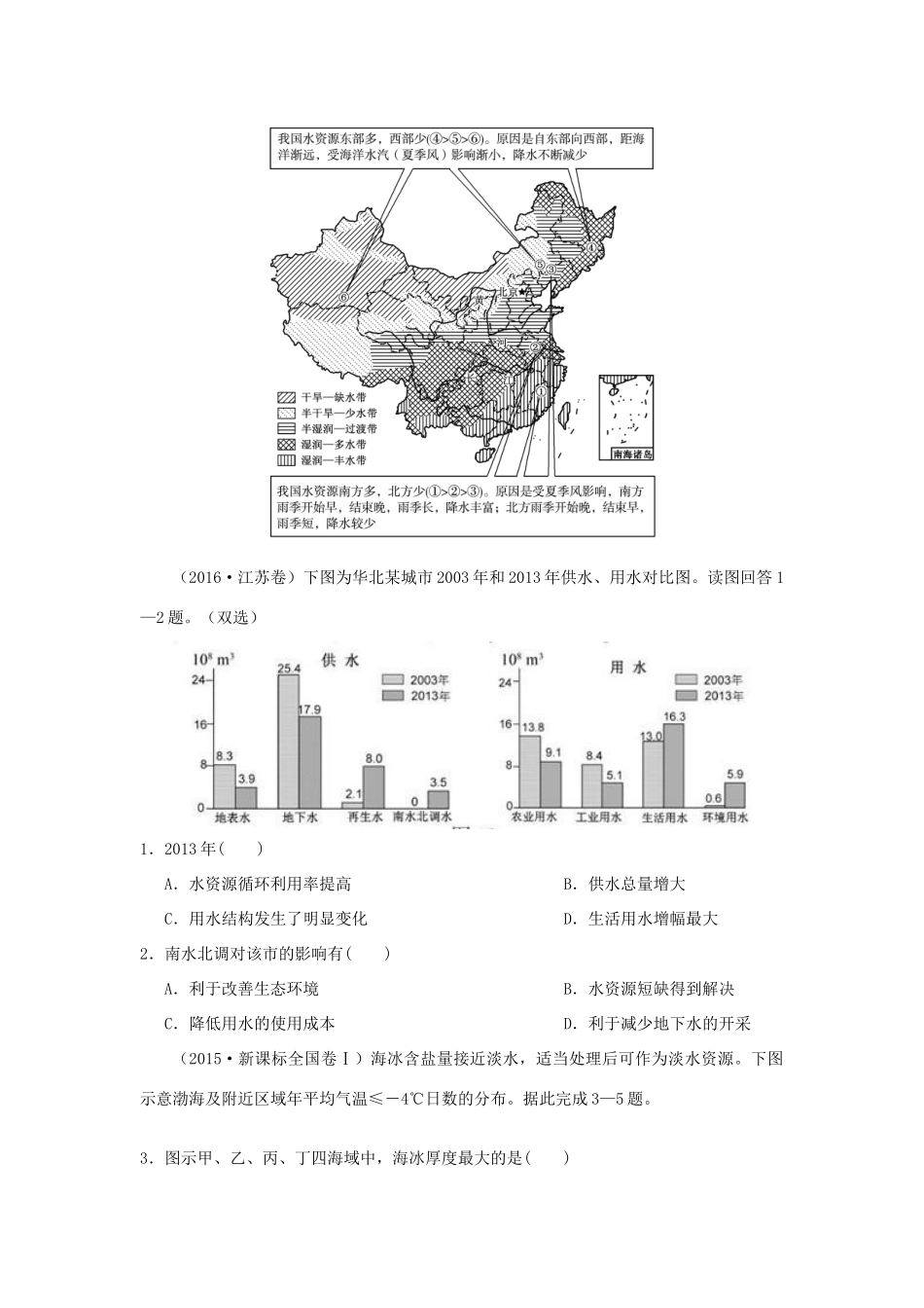 高中地理 第三章 地球上的水 3.3 水资源的合理利用学案2 新人教版必修1-新人教版高一必修1地理学案_第3页