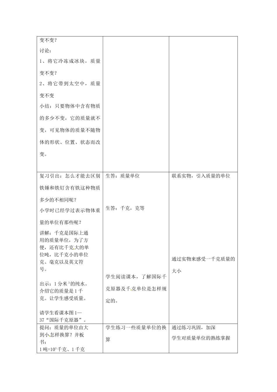 浙江省温岭市城南中学七年级科学《质量的测量》教案（1）_第3页