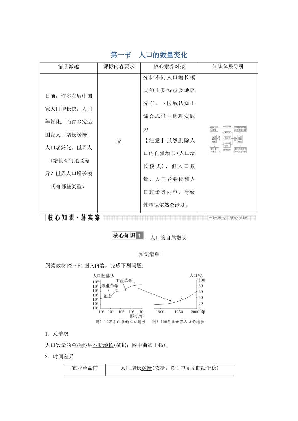 高中地理 第一章 人口的变化 第一节 人口的数量变化学案 新人教版必修2-新人教版高一必修2地理学案_第1页