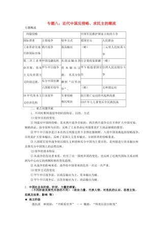 高考历史一轮复习 专题八 近代中国反侵略求民主潮流学案-人教版高三全册历史学案