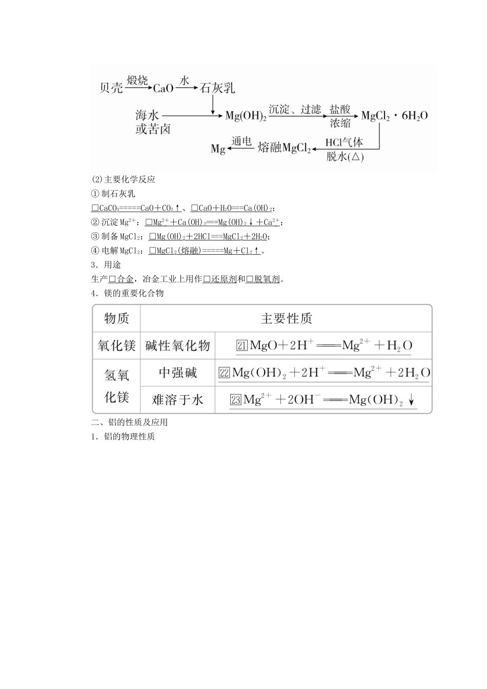 高考化学一轮总复习 第三章 第10讲 镁、铝及其重要化合物学案（含解析）-人教版高三全册化学学案_第2页