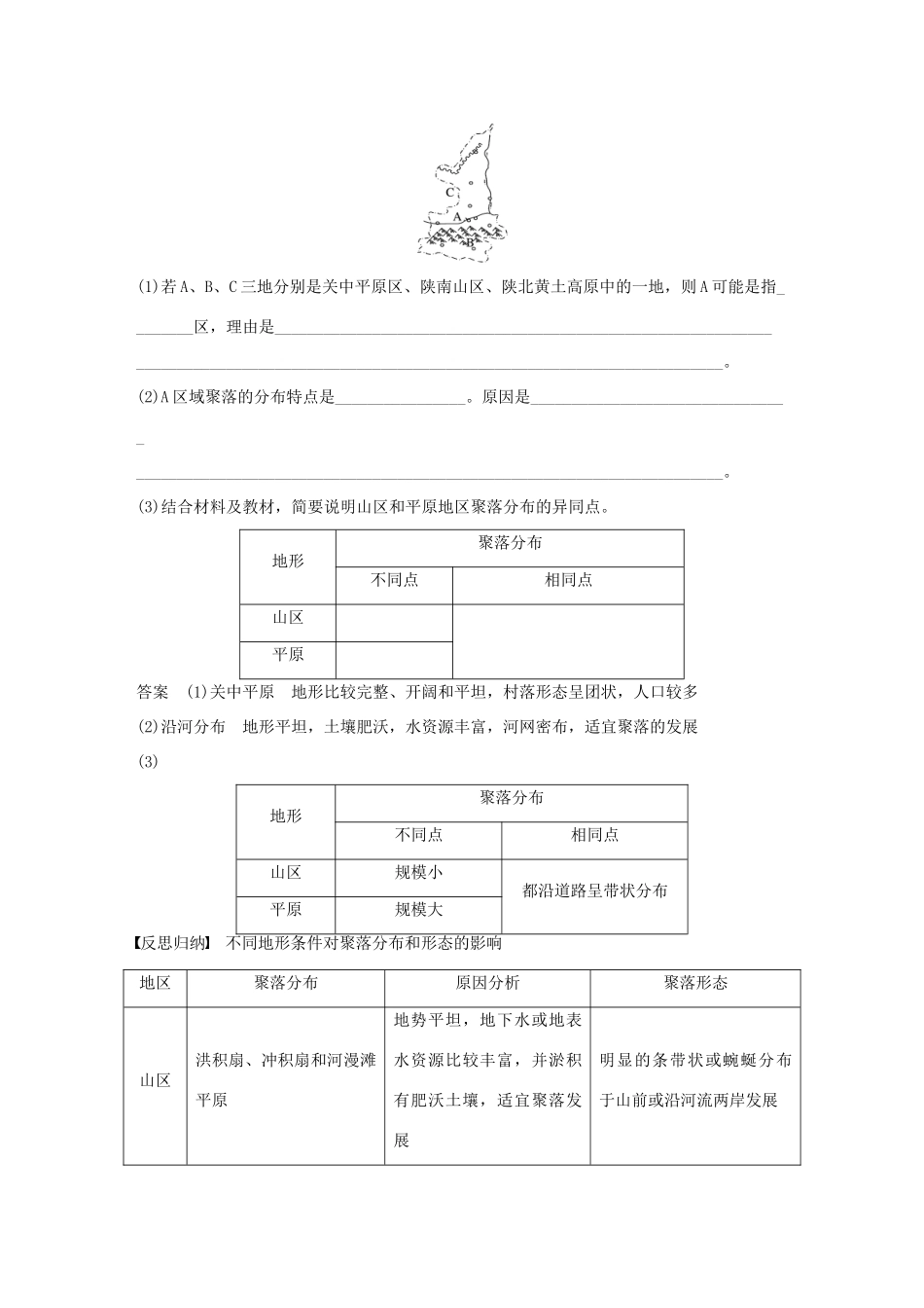 高中地理 第四章 第一节 地形对聚落及交通线路分布的影响导学案 湘教版必修1-湘教版高一必修1地理学案_第3页
