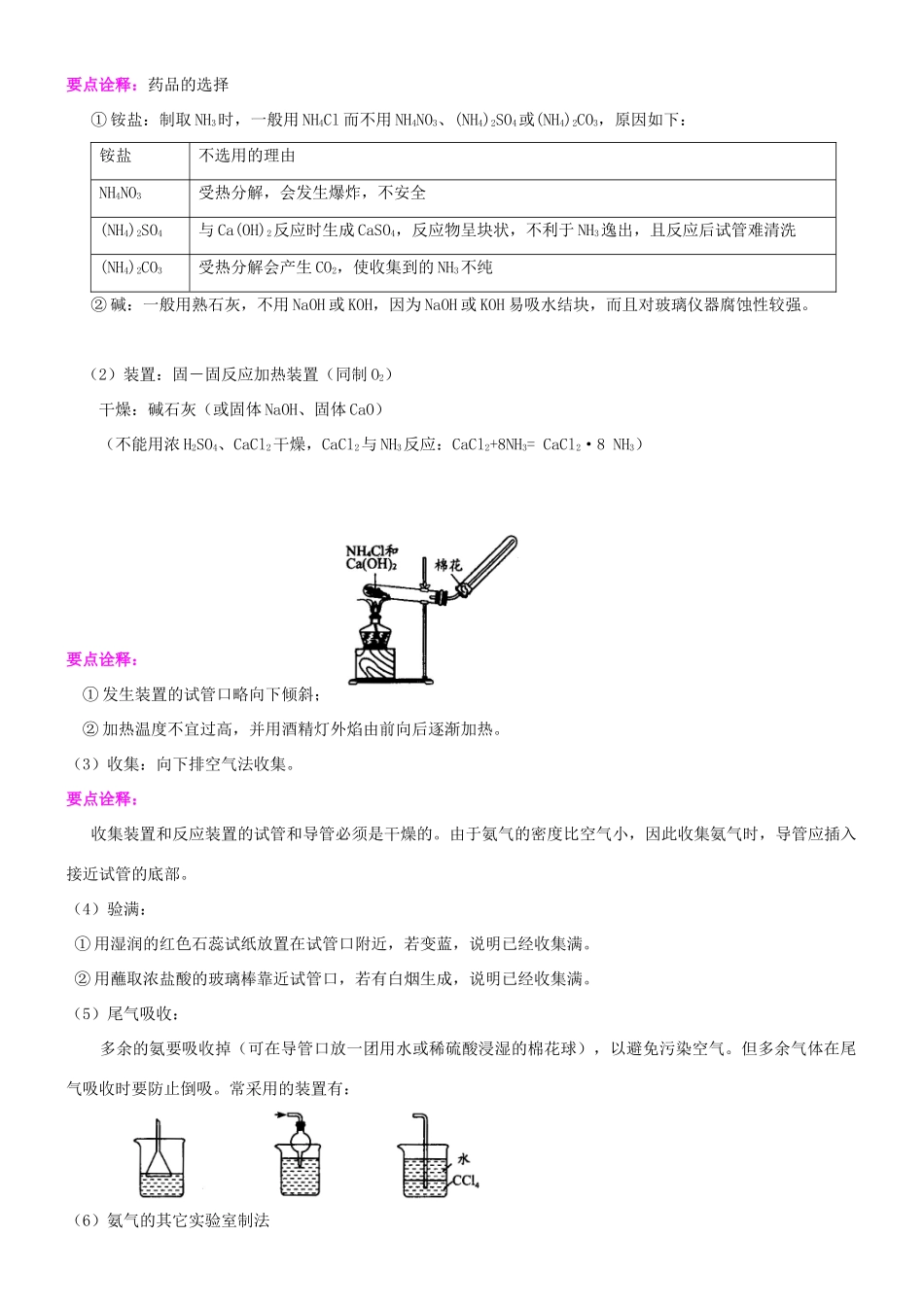 高中化学 氨和铵盐（提高）知识讲解学案 新人教版必修1-新人教版高二必修1化学学案_第2页