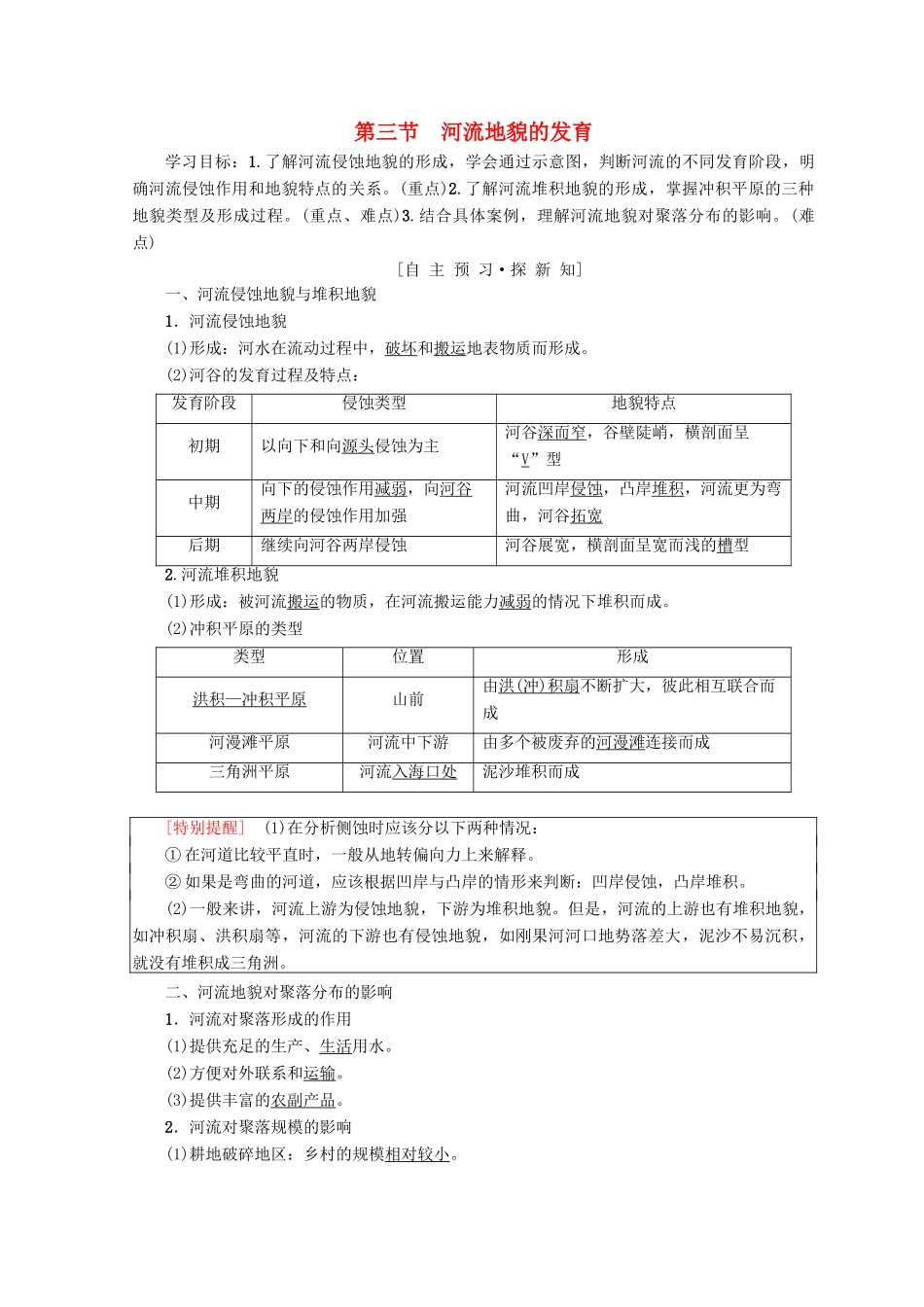 高中地理 第4章 地表形态的塑造 第3节 河流地貌的发育学案 必修1-人教版高一必修1地理学案_第1页