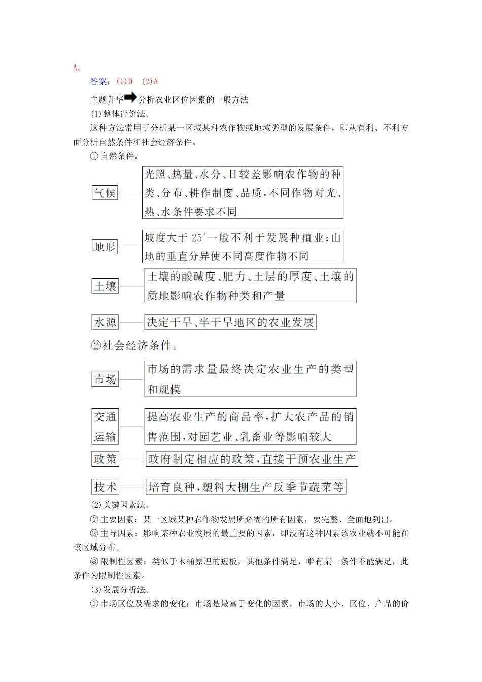 高中地理 第三章 生产活动与地域联系章末总结提升学案 中图版必修2-中图版高一必修2地理学案_第2页