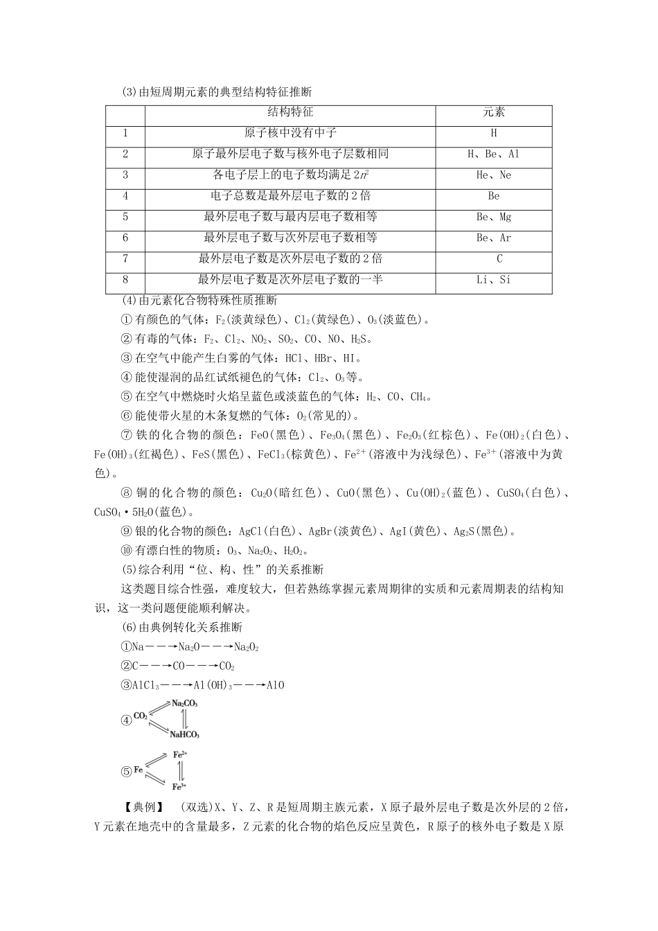 高中化学 第4章 物质结构 元素周期律 第3节 微专题6 元素的推断学案 新人教版必修第一册-新人教版高中第一册化学学案_第2页