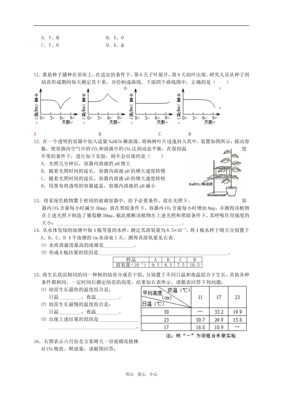 光合作用和细胞呼吸的题型复习14_第2页