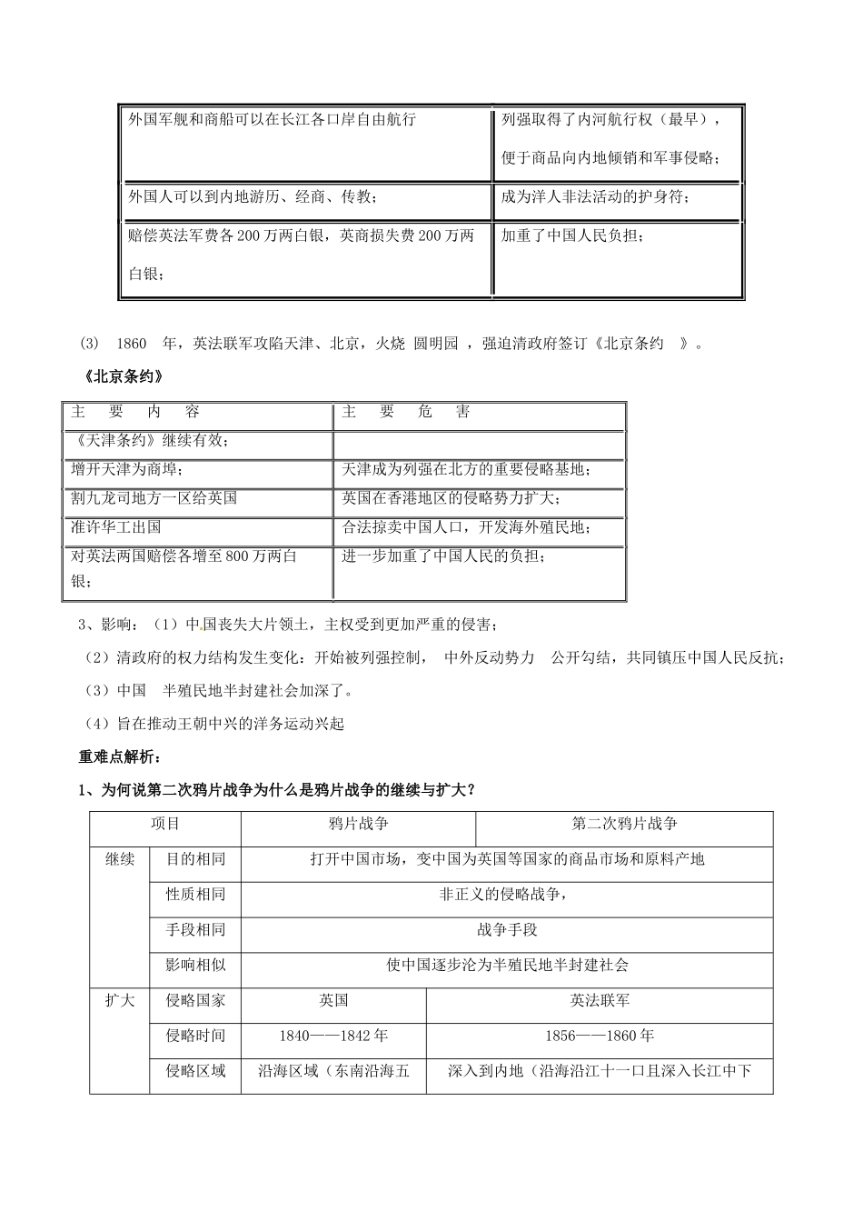 高考历史二轮复习 重难点全解全析 专题10 两次鸦片战争学案-人教版高三全册历史学案_第2页