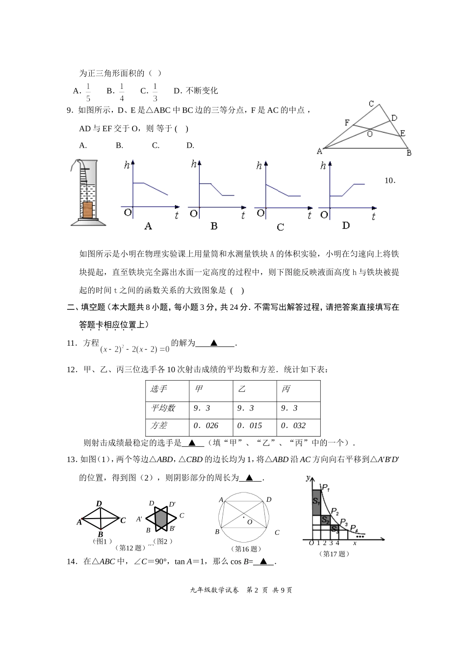 2015年数学模拟试卷(8)_第2页