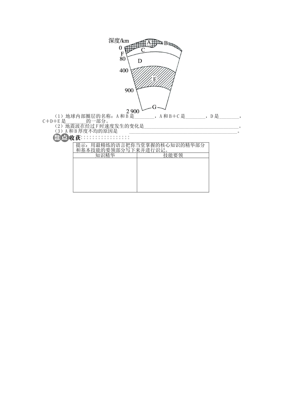 高中地理 第一章 行星地球 第四节 地球的圈层结构导学案 新人教版必修1-新人教版高一必修1地理学案_第3页
