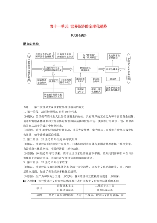 高考历史大一轮复习 第十一单元 世界经济的全球化趋势单元综合提升学案 岳麓版必修2-岳麓版高三必修2历史学案