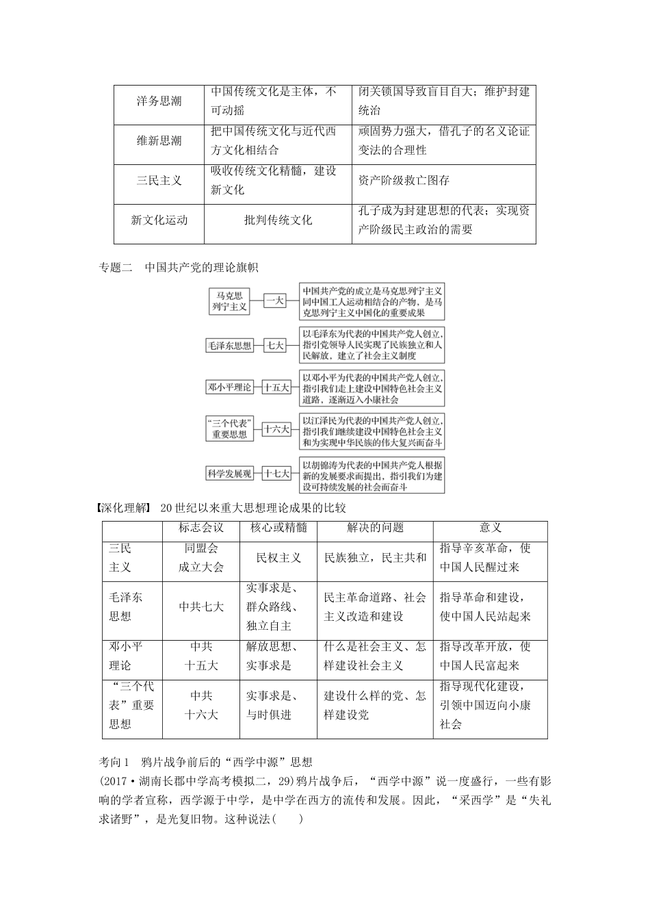 高考历史大一轮复习 第十四单元 近代中国的先进思想单元综合提升学案 岳麓版必修3-岳麓版高三必修3历史学案_第2页