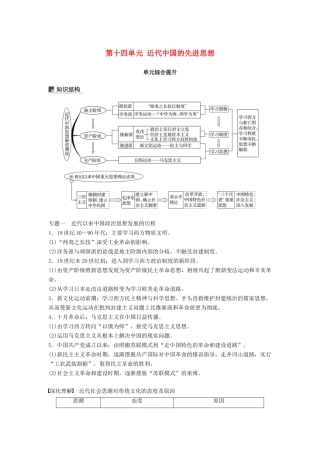 高考历史大一轮复习 第十四单元 近代中国的先进思想单元综合提升学案 岳麓版必修3-岳麓版高三必修3历史学案