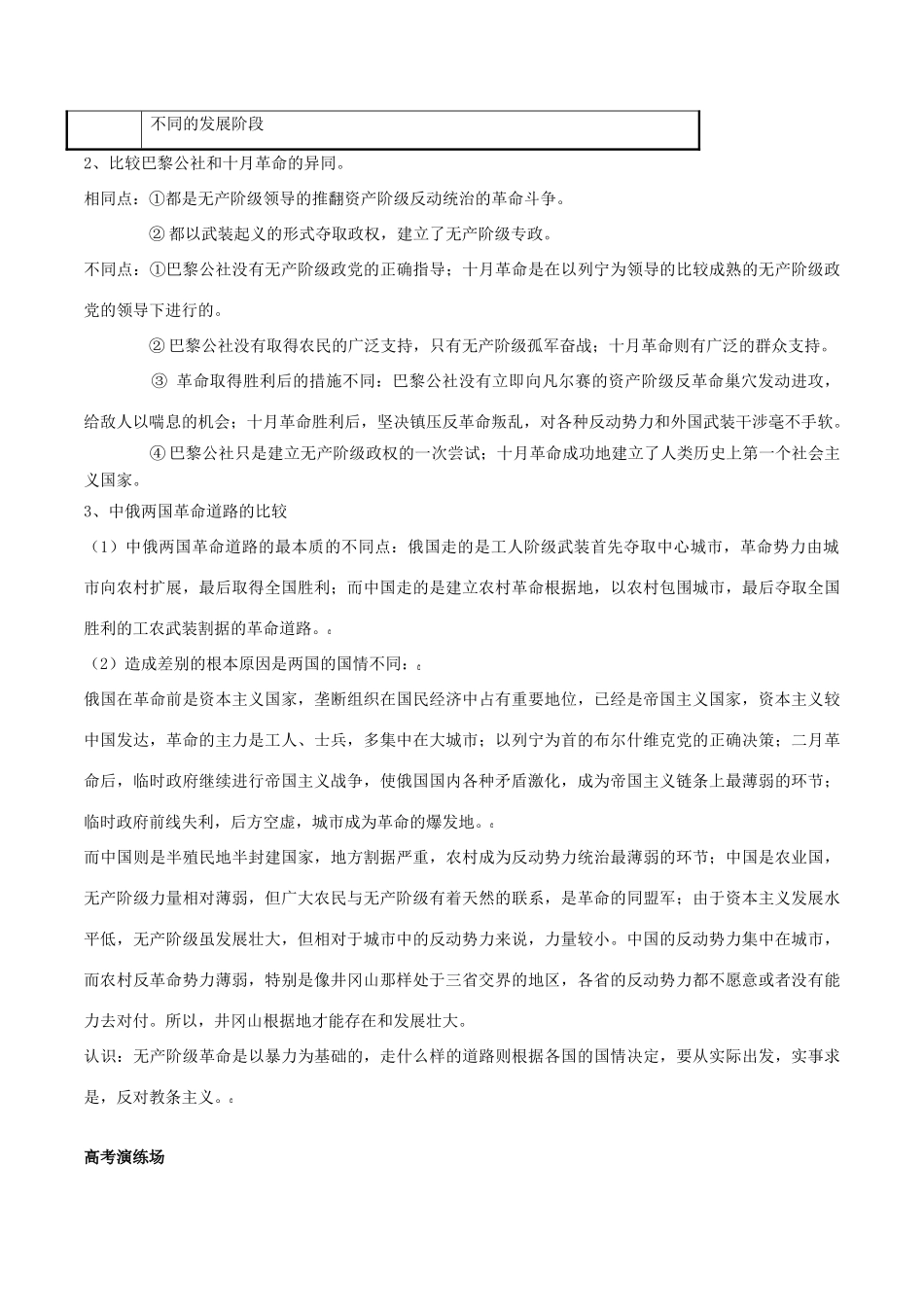 高考历史二轮复习 重难点全解全析 专题17 俄国十月社会主义革命学案-人教版高三全册历史学案_第3页