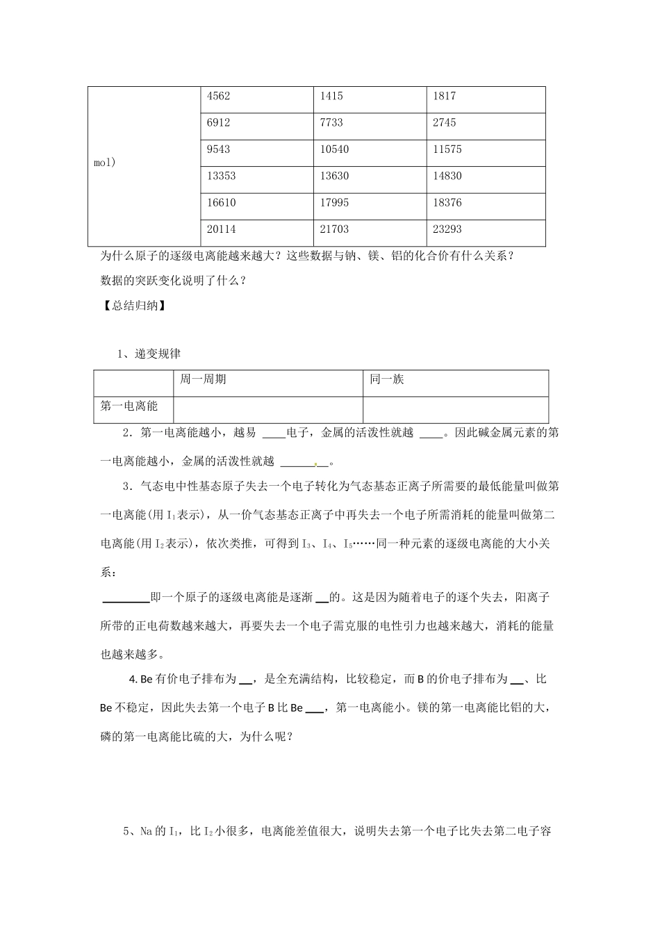 高中化学 1.2.2《元素周期律》学案（1） 新人教选修3_第3页
