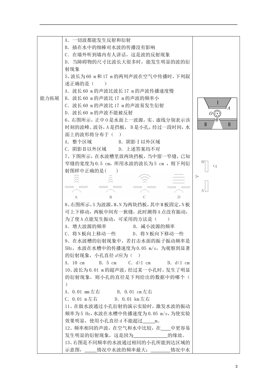 吉林省敦化市第二中学高中物理《波的衍射》导学案 新人教版选修3-4_第3页