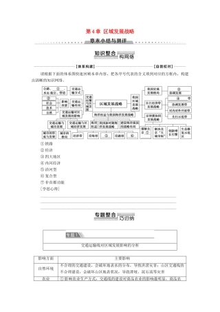 高中地理 第4章 区域发展战略章末小结与测评学案 湘教版必修第二册-湘教版高一第二册地理学案