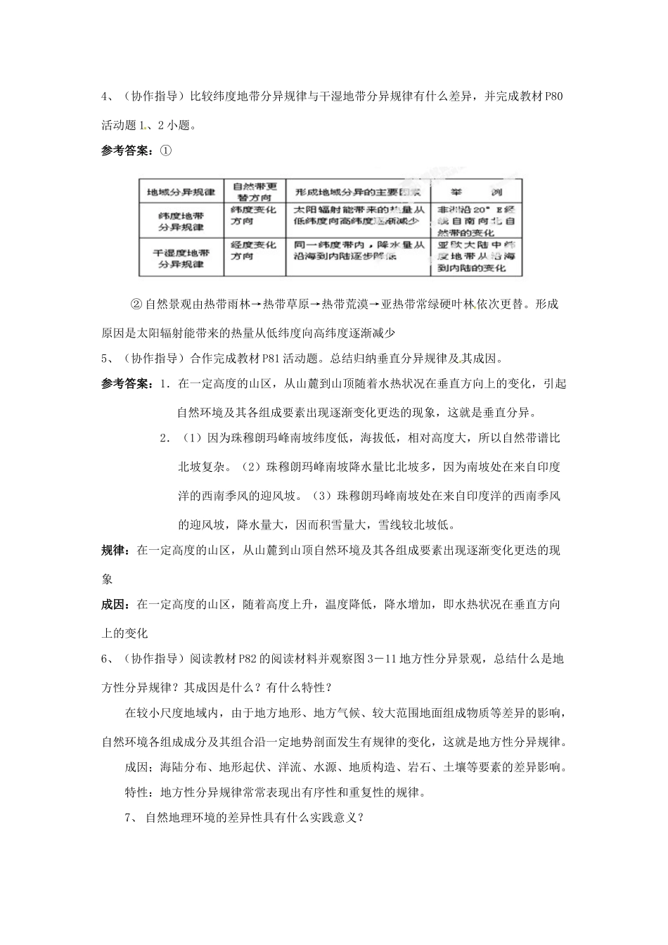高中地理 3.3自然地理环境的差异性学案 湘教版必修1-湘教版高一必修1地理学案_第3页