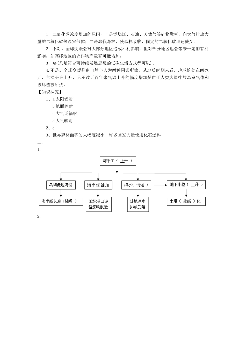 高中地理 第二章 地球上的大气 2.4 全球气候变化学案3 新人教版必修1-新人教版高一必修1地理学案_第3页